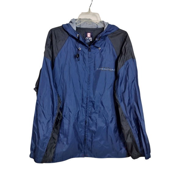 M630) Vtg Chaps Ralph Lauren Blue Nylon Windbreaker Rain Jacket Medium - Picture 1 of 10